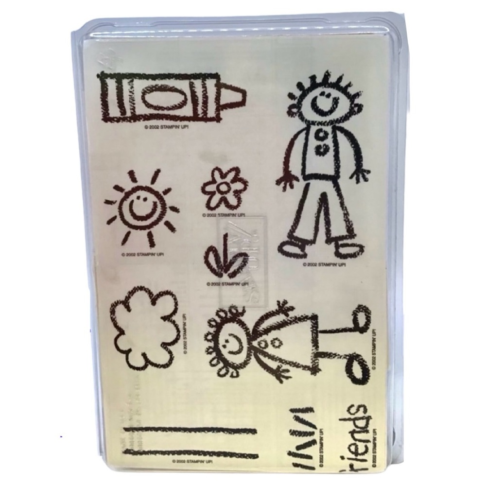 Stampin’ Up! 2002 “Definitely Decorative Crayon Kids” Rubber Stamp Set